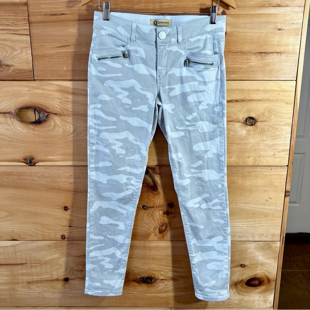 Democracy “Ab Technology” Gray Camo Ankle Jeans Gorpcore Indie Sleaze 6 Pockets